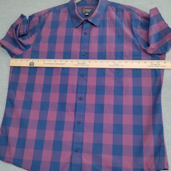 Wallin Bros Shirt Mens 2XL Casual Short Sleeve Button Down Plaid Blue Purple - Picture 6 of 12